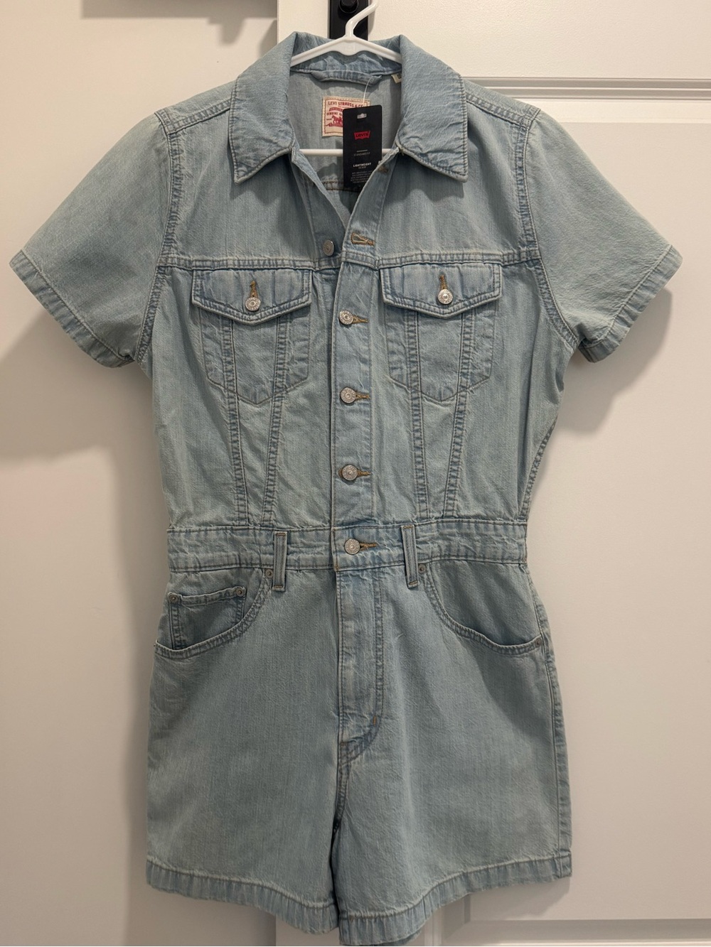 NWT Levi's Type Iii Romper | Light Blue Denim Short-Sleeve Romper | Size Small